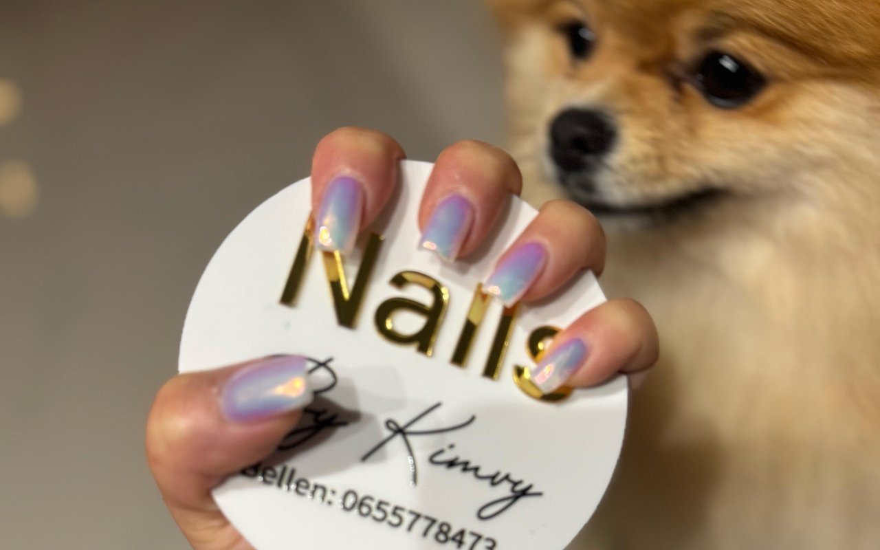 Het kaartje van Nails By KimVy met haar telefoonnummer